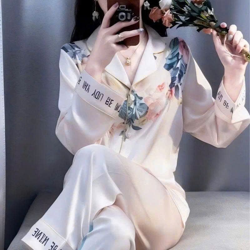 Đồ Bộ Nữ Pijama Bộ Lụa latin Tay Dài cổ sơ mi HÀNG MỚI VỀ CAO CẤP 40-60KG bigsize DD