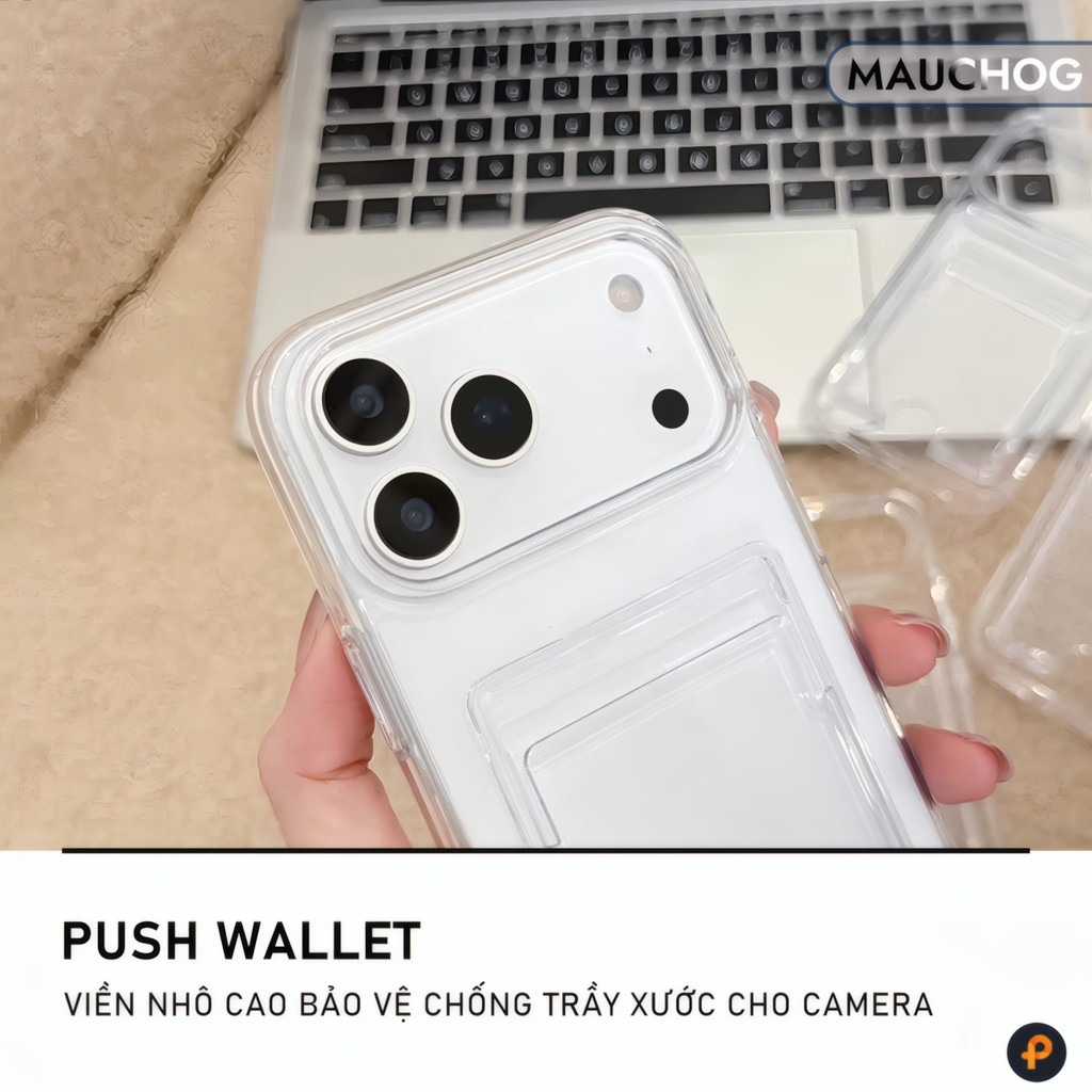 Ốp Đựng Thẻ Trong Suốt Chống Sốc Bảo Vệ Camera Cho Điện Thoại iPhone 17 Pro Max 16 15 14 13