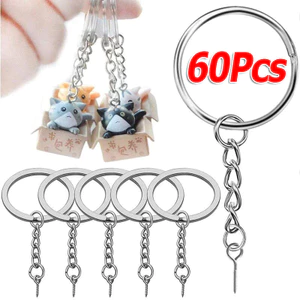 20 / 40 / 60 Chiếc Kim Loại Vít Chân Móc Khóa / Vòng Chia Móc Chìa Khóa Treo Mặt Dây Chuyền / DIY Túi Trang Sức Móc Chìa Khóa