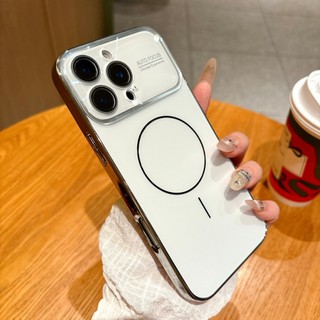 Thời Trang Pha Lê Mạ Cửa Sổ Lớn Camera Từ Tính Ốp Lưng Điện Thoại iPhone 17 16 15 14 13 12 11 Pro Max Cho Magsafe Charge Cover