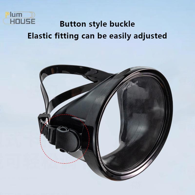 PlumHOUSE Mặt nạ lặn ống thở hình bầu dục Mặt nạ câu cá Toàn cảnh Kính nhìn rộng Kính cường lực Kính lặn ống kính dành cho người lớn VN