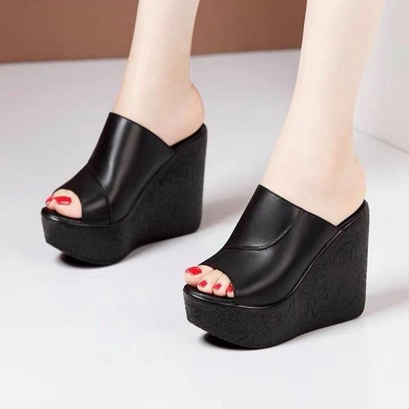 Dép đế xuồng quai DA VIỀN CHÉO CAO CẤP 10CM SIÊU XỊN. xxTTIIÔ