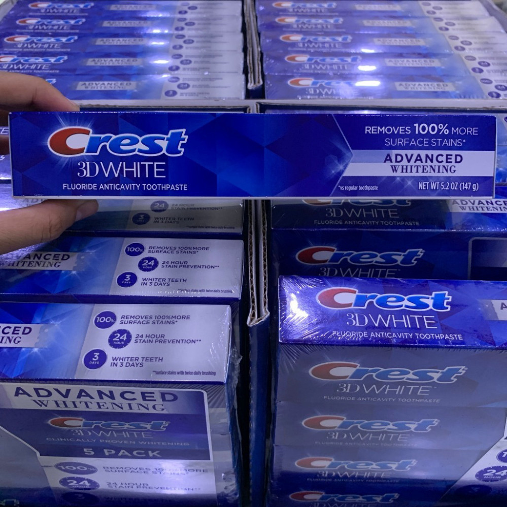 Kem Đánh Răng Crest 3D White Advanced Triple Whitening 147g - Làm Trắng Gấp Ba, Chống Ố Vàng & Bảo Vệ Men Răng