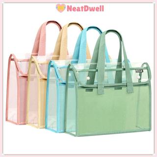 Túi xách thử nghiệm NEATDWELL, Túi đựng hồ sơ trong suốt dung tích lớn trong suốt, Túi lưu trữ dữ liệu đa chức năng PVC di động Đồ dùng văn phòng trường học