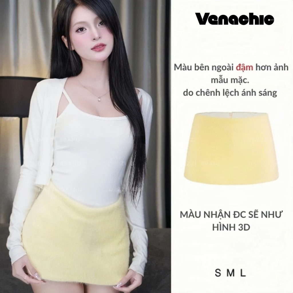 [CÓ KHOÁ KÉO PHÍA SAU] Chân váy nữ vải Lông Thỏ Venachic phong cách Y2K,Chân váy nữ chữ A có lót trong dáng ngắn | BigBuy360 - bigbuy360.vn