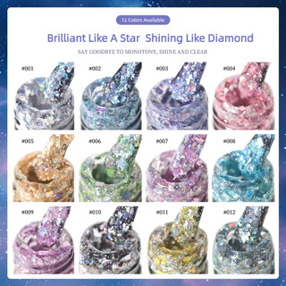 XEIJAYI Broken Starlight Series Gel Móng Tay Siêu Flash Nhiều Màu Sắc Kim Sa Lấp Lánh Lớn Quang Trị Liệu Keo Móng Tay Nghệ Thuật Làm Móng Tay Cho Tiệm Làm Móng Tay 15ml