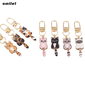 Mặt dây chuyền nhỏ NHỎ, Mặt dây chuyền động vật bằng kim loại hoạt hình, Móc chìa khóa mèo in cá tính