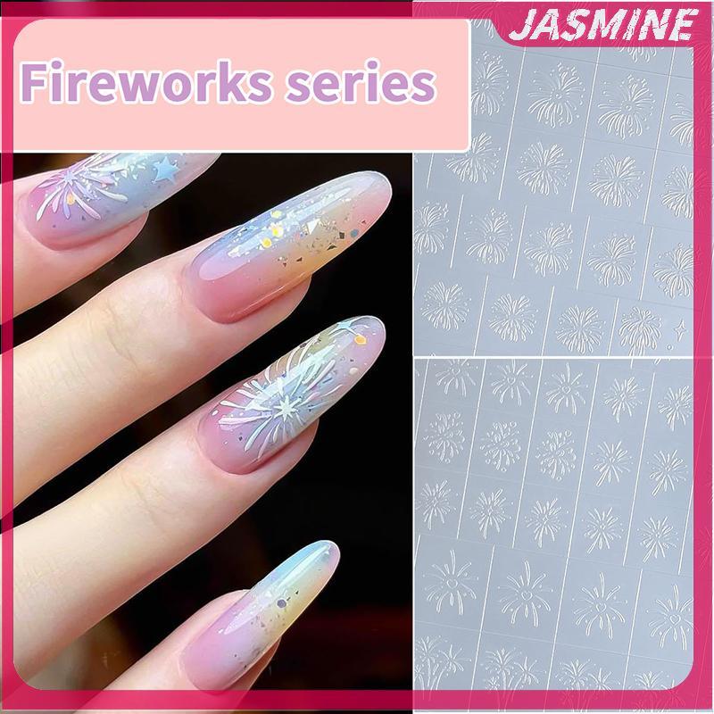 JASMINE Hoàn Toàn Trong Suốt Rỗng Pháo Hoa Dán Móng Tay Tranh Stencil Cây Giáng Sinh Họa Tiết Bông Tuyết Mẫu Patting Dính Phụ Trợ Dụng Cụ JASMINE