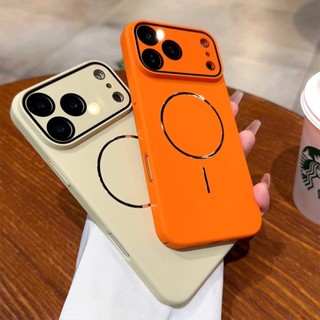 Ốp Điện Thoại Từ Tính Siêu Mỏng Màu Cam Vũ Trụ Cho IPhone 17 Pro Max 11 12 13 14 15 16 Pro Max Pc Vỏ Cứng Bảo Vệ Camera