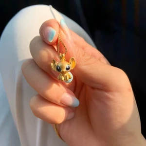 Vàng Stitch Mặt Dây Chuyền Mạ Vàng 18k Trẻ Em Dễ Thương Hoạt Hình Xương Đòn Dây Xích Nam Nữ Cặp Đôi Vòng Cổ Quà Tặng