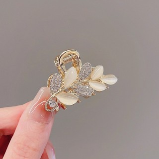 MAUROPOLI Kẹp tóc kim cương giả tinh tế, tai lúa mì, lá mắt mèo, kẹp cá mập, đầu sau