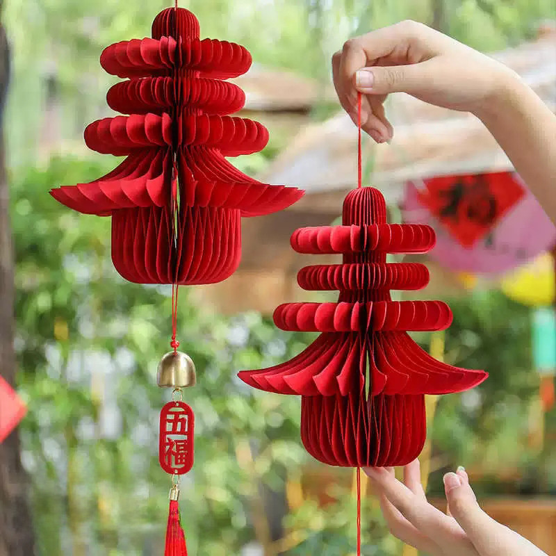 Lễ hội mùa xuân Đèn lồng tổ ong đỏ Chun Nhân vật Trang trí treo nhà cửa