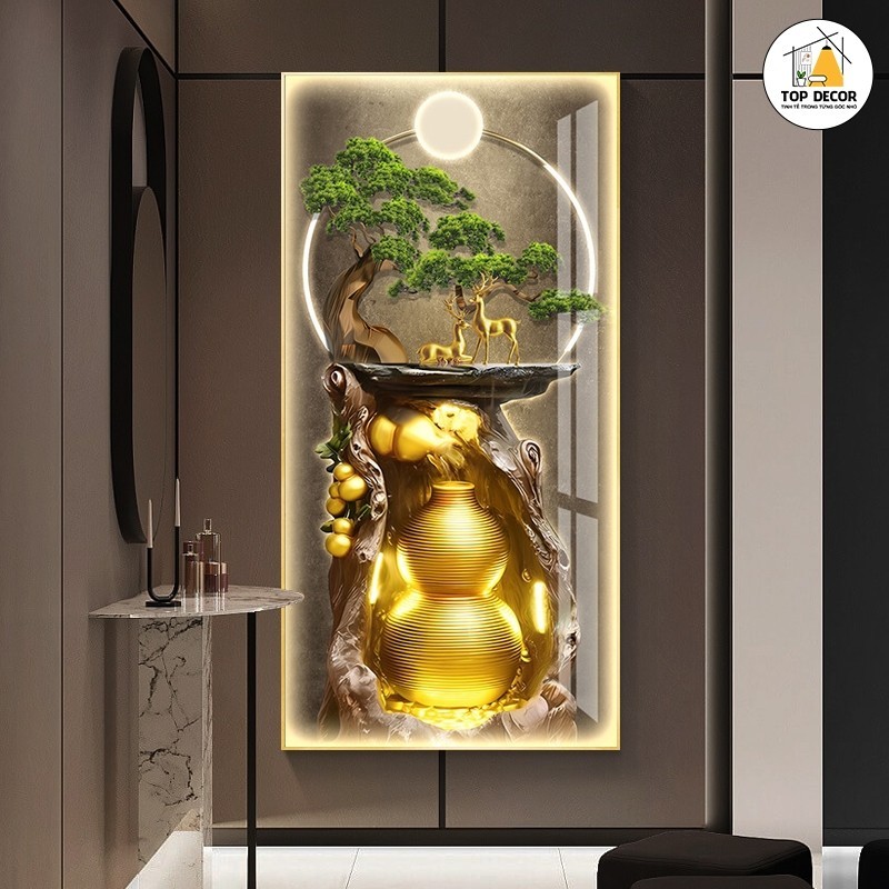 Tranh Cắm Hoa Có Đèn Led Gỗ Sần [ Có kèm Lọ ] Mới Nhất 2026,Tranh Trang Trí Phòng Khách,Phòng Ngủ,Spa