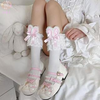 Y.X.I Nhật Bản Bông Tai Kẹp Gothic Ngọt Tai Tất Nữ Mùa Hè JK Nơ Ngắn Tất Gothic Ren Ren Lớn Ngọt Tất Mới
