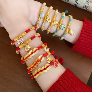 Vòng tay và mặt dây chuyền dệt dây màu, thời trang