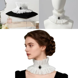 ONE Victoria Punk Ren Cổ Trang Trí Cổ Đứng Ruffle Cổ Áo Cho Halloween