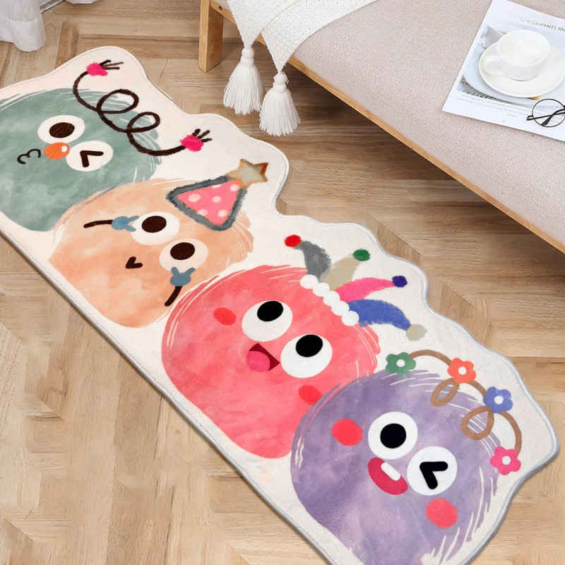 Thảm Trải Sàn Giả Cashmere Len Lông Cừu Mềm Mại 40*120cm,Thảm Dài Chùi Chân Hoạt Hình Siêu Thấm Hút Decor Phòng Ngủ