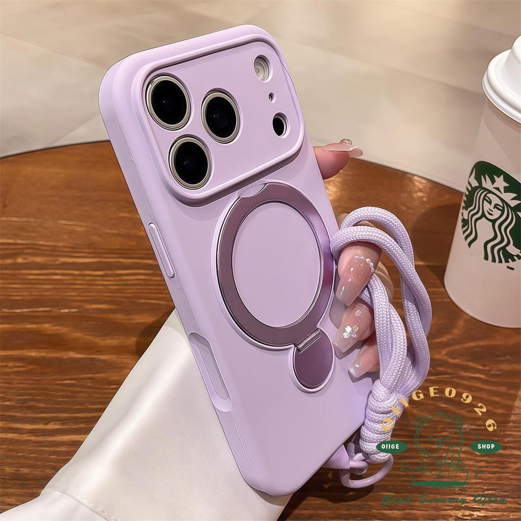 【 Ốp lưng iPhone17 】 Dây buộc màu Macaron Giá đỡ chất lỏng Vỏ điện thoại từ tính iphone17 Pro Max 16 15 14 13 cho vỏ iPhone Vỏ mềm silicon TPU chống sốc