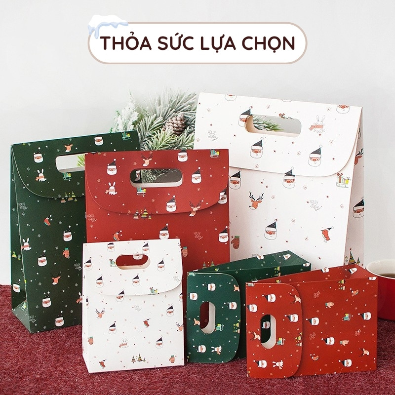 Túi quà tặng giáng sinh dễ thương – Túi giấy mini hình ông già noel đáng yêu, phù hợp trang trí và tặng quà noel