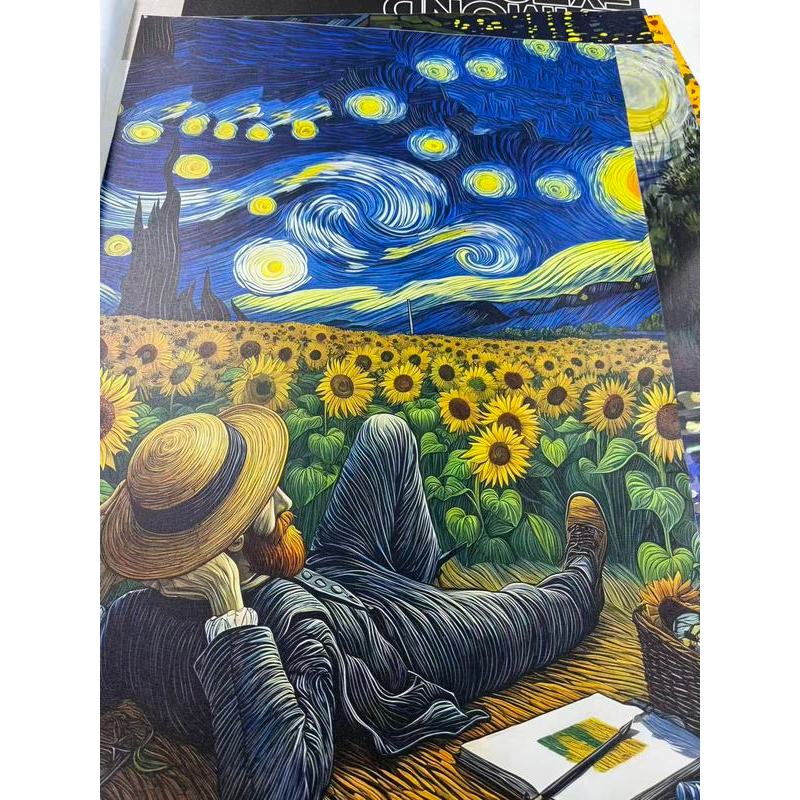 Tranh Vải Van Gogh Hoa Hướng Dương Ngôi Sao Hoạt Hình Trừu Tượng Trang Trí Nhà Hiện Đại