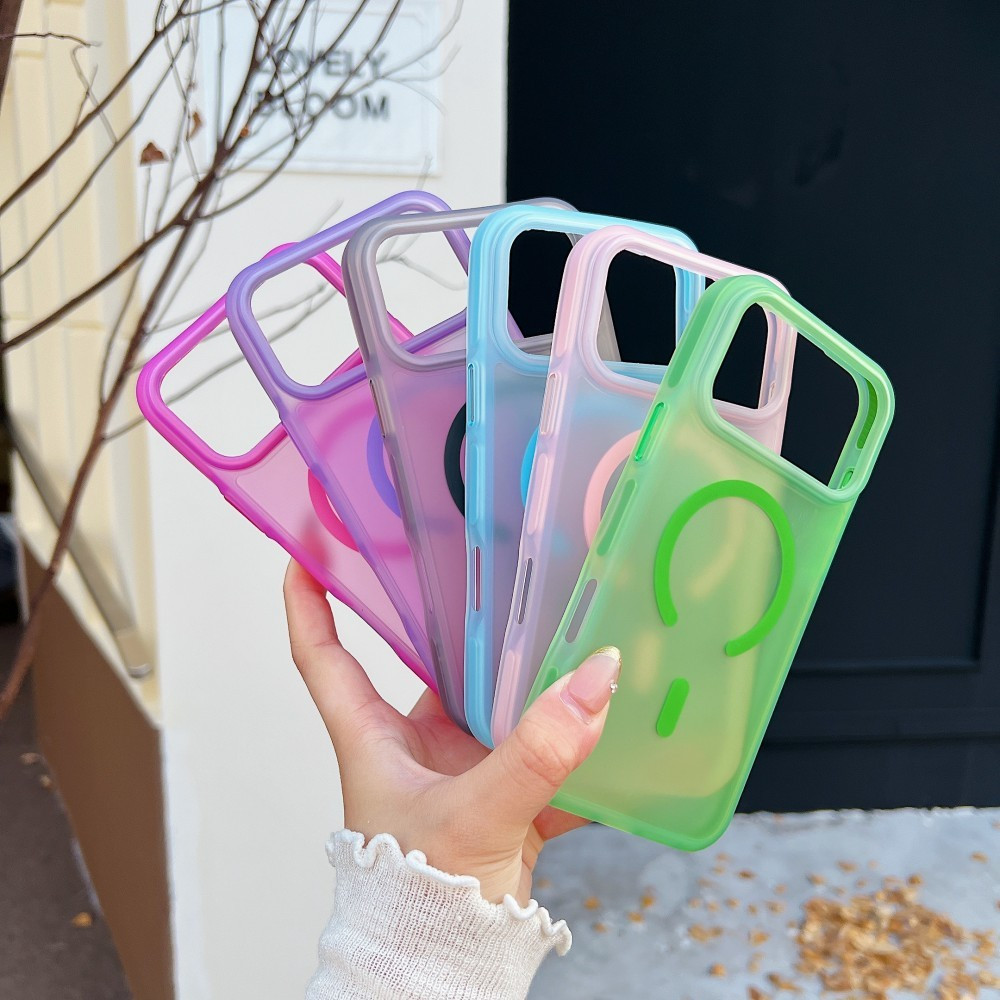Ốp Điện Thoại Mờ Màu Thạch Có Từ Tính Cho iPhone 17 16 15 14 13 Pro Promax 17 Air Plus 16E Vỏ Chống Sốc Bốn Góc