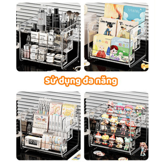 Kệ Đựng Mỹ Phẩm Trong Suốt 3 Tầng Để Bàn Giá Nhựa Cao Cấp Đa Năng Có Lỗ Thoát Nước Luxhome