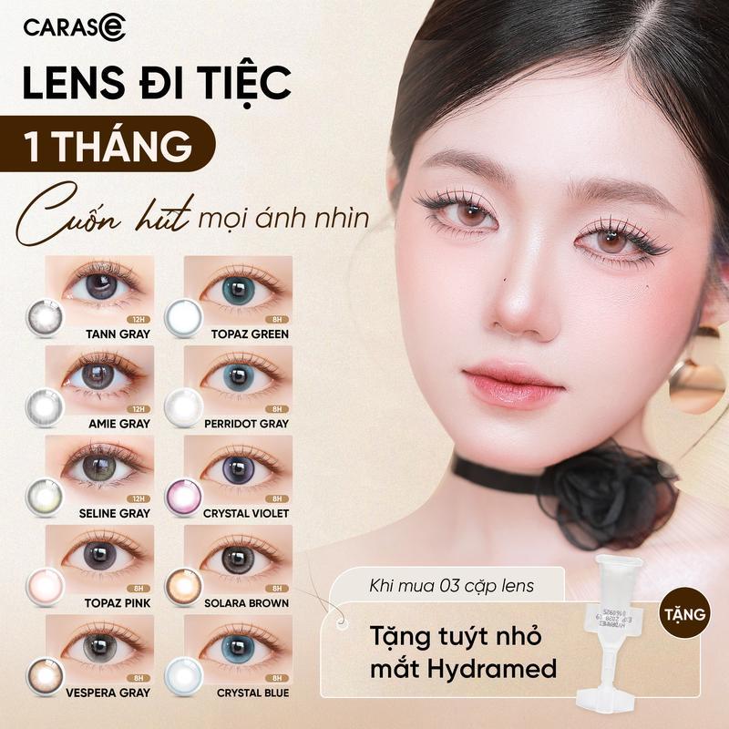[1 chiếc] BST Kính áp tròng khoá ẩm 8H-12H 1 Tháng Nhiều Màu CARASE, Lens cận hot trend