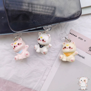 【Chamvn】Nút chặn bụi điện thoại hình mèo hoạt hình 3D bằng nhựa mặt dây chuyền hình cổng sạc dễ thương.