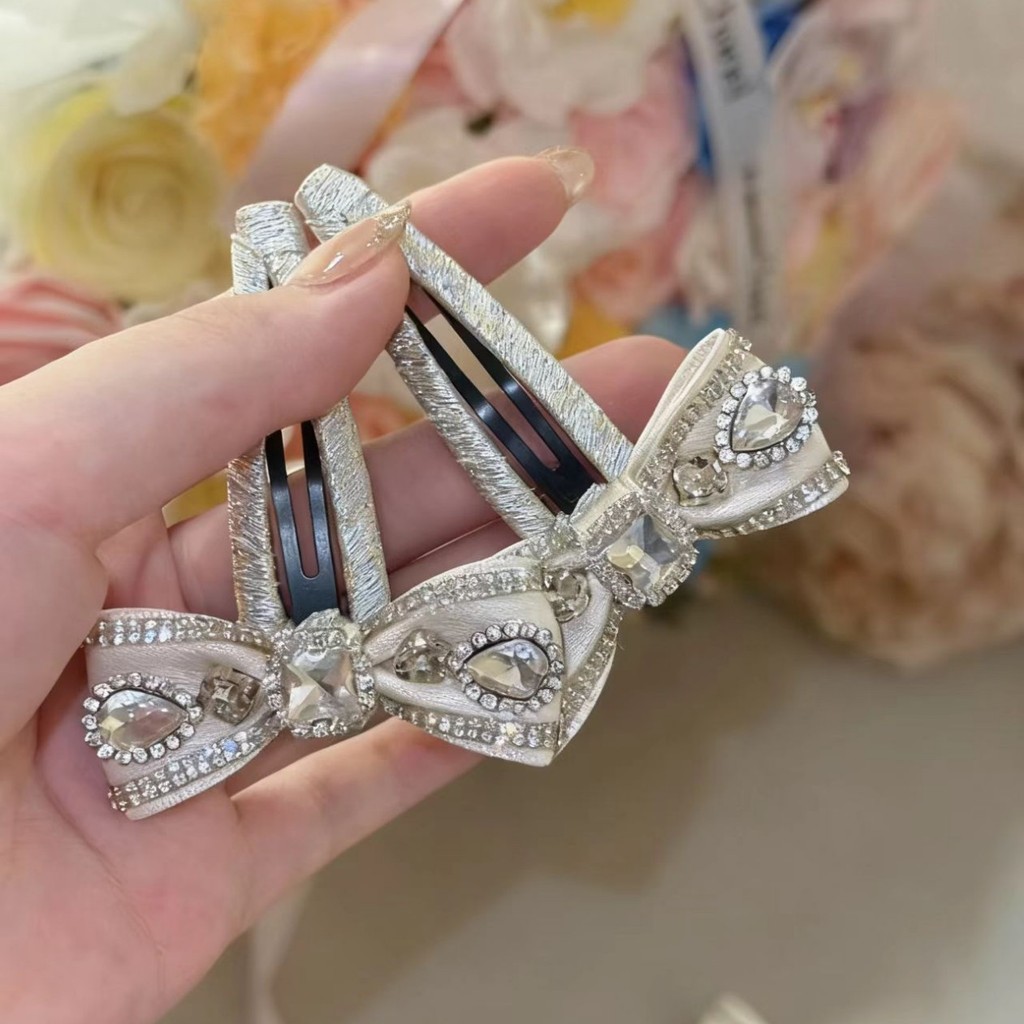 Kẹp tóc nơ kim cương lấp lánh tinh tế Kẹp 1 mảnh