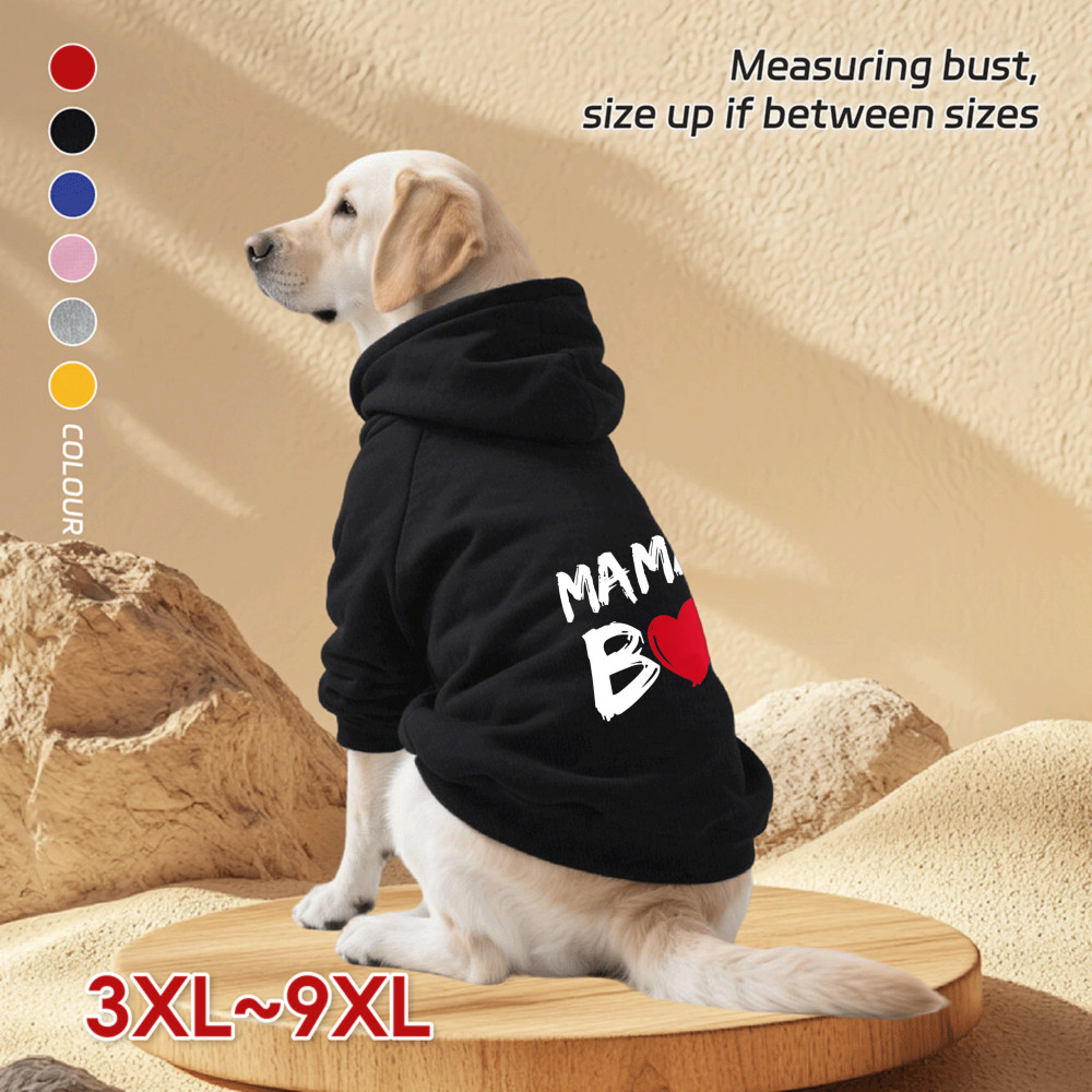 Áo Hoodie cho chó lớn 3XL-9XL, in hình bé trai của mẹ, phong cách chui đầu, Có 6 màu, Vải mềm, Thoải mái, thoáng khí, ấm áp, có thể giặt được, Thích hợp cho tất cả các giống chó lớn