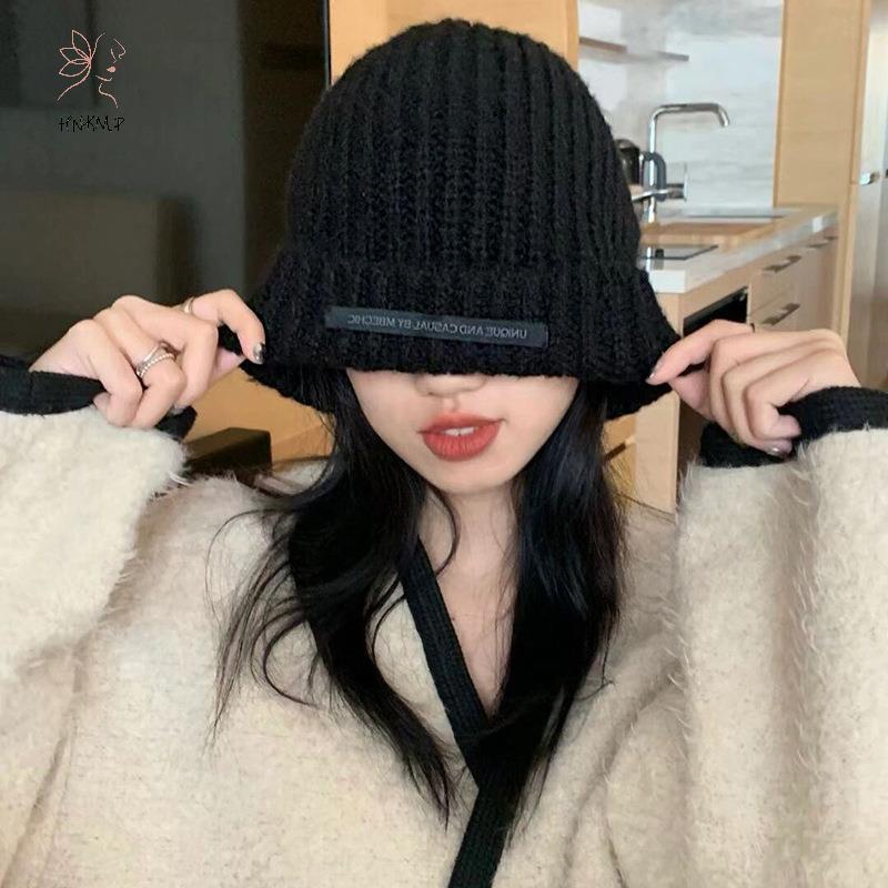 HNKMP Rời Mũ Đan Lớn Unisex Mũ Len Mohair Miếng Dán Mặt Nhỏ Ấm Áp Mũ Lạnh Mái Vòm Độ Đàn Hồi Cao Mũ Quần Áo Collocation.