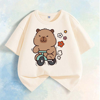 Áo thun nam bé trai in xe buýt Capybara, phong cách năng động, mặc ngoài hoặc trong