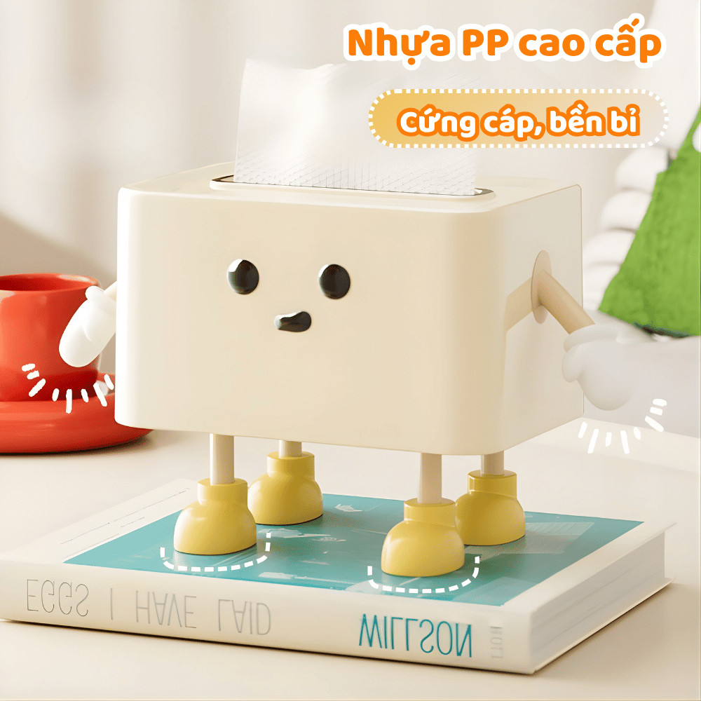 Hộp đựng khăn giấy để bàn dễ thương DINO, Hộp giấy ăn decor, Hộp giấy vệ sinh đa chức năng cao cấp