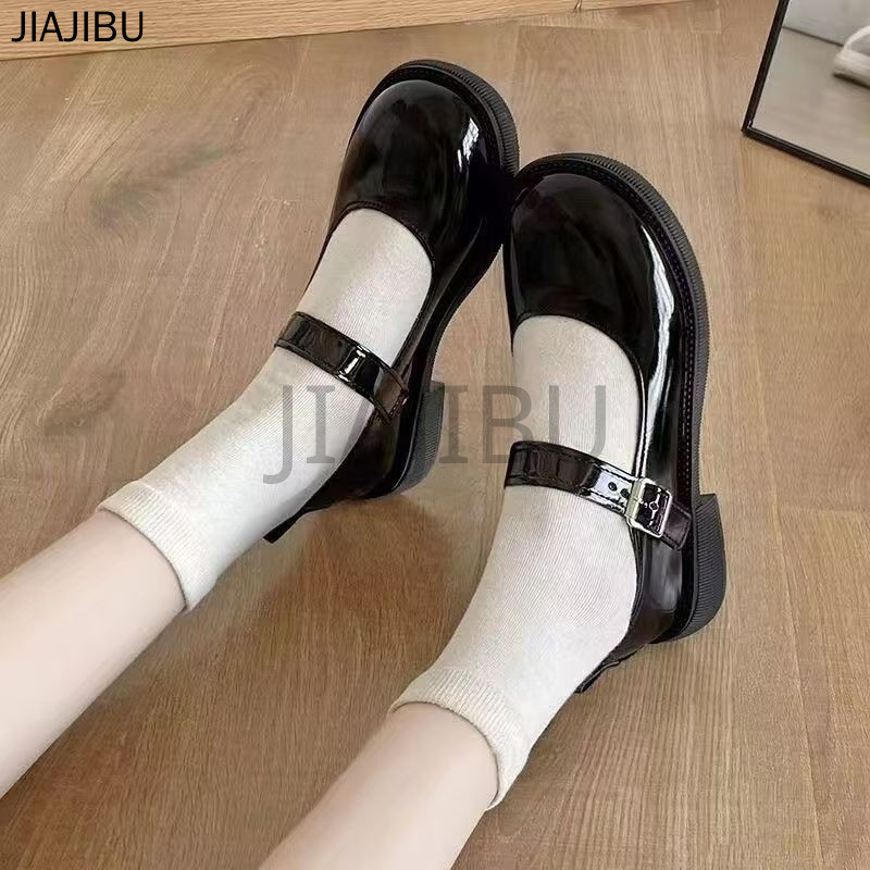 Size 34-45 Giày Học Sinh Kiểu Anh Mũi Tròn Đế Dày Chống Trơn Trượt Màu Đen Dành Cho Nữ Sinh 44 Giày Nữ Cỡ Lớn Chất Lượng Cao 43 Korean Fashion Casual Mary Jane Shoes 42 Giày Bệt Phong Cách Nhật Bản JK Lolita 41