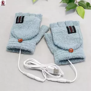 Găng tay sưởi ấm USB cho mùa đông, phù hợp với màn hình chạm, có nắp lật và sưởi ấm một mặt