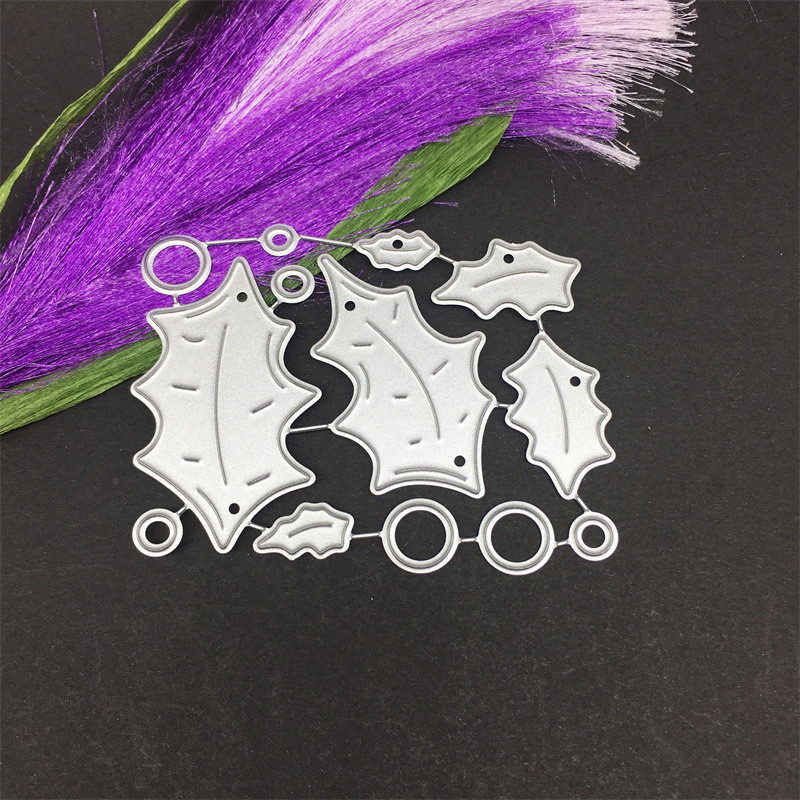 Giáng Sinh Holly Chủ Đề Kim Loại Thép Carbon Cắt Khuôn Handmade DIY Album Ảnh Thiệp Chúc Mừng Cắt Chết Giấy Thủ Công Sổ Lưu Niệm Dập Nổi Khắc Bản Mẫu