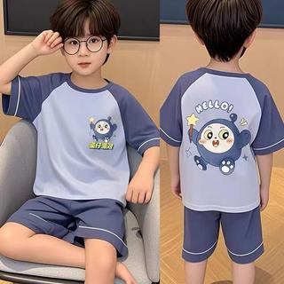 Bộ đồ ngủ bé trai – Áo tay ngắn + quần short, cổ tròn, thoáng khí, mát mùa hè, thoải mái & dễ chịu