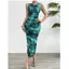 Hot Girl Split In Hình Pháp Sling Retro Đầm Slim-fit Tie-dye Váy Trượt Tuyết Dài