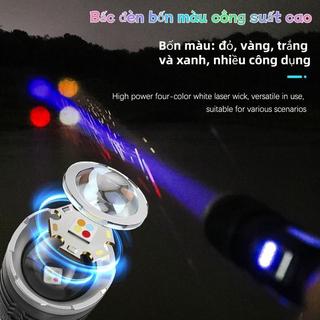 COD Đèn pin năng lượng mặt trời bốn nguồn sáng Đèn pin lớn Laser trắng Đèn pha siêu sáng Đèn làm việc di động ngoài trời