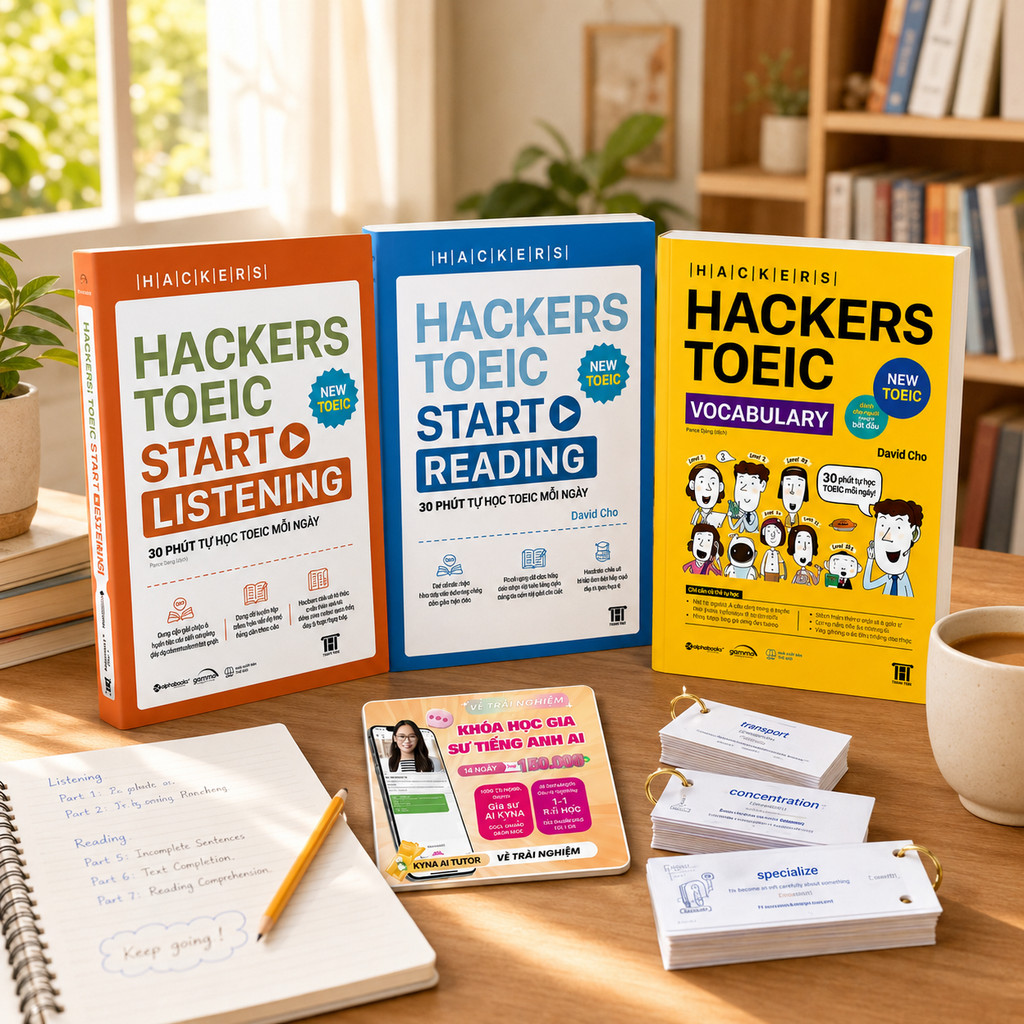 Sách - Lẻ/Combo Hackers TOEIC : VOCABULARY + READING + LISTENING - Kèm lời giải (Gamma books)