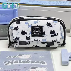 GHX Phim Hoạt Hình Mèo Tuyết Dễ Thương In Hộp Đựng Bút Dung Tích Lớn Người Tổ Chức Đa Năng Văn Phòng Phẩm Túi Bảo Quản Túi Đựng Bút Di Động VN