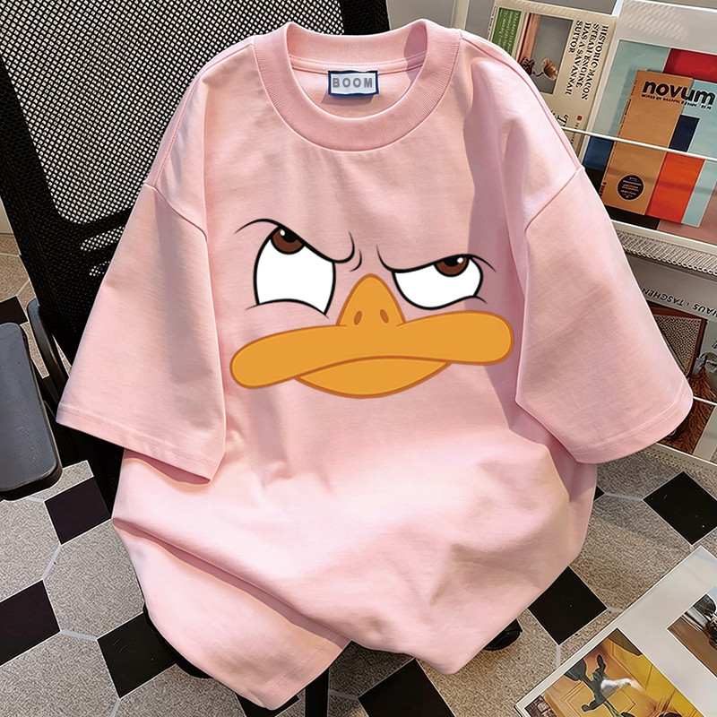 BOOM Áo thun nữ kiểu hàn quốc form rộng tay lỡ cổ tròn cotton Mát-Hè hot trend in cách dễ thương Áo phông form vừaF027