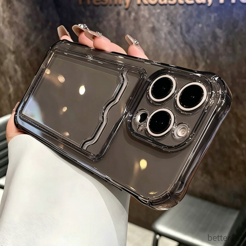 Ốp Lưng cho IPhone 12 13 14 15 16 17 Pro MaxTrong Suốt Có Ngăn Thẻ Chống Rơi Nhiều Màu Sắc Bảo Vệ Camera Cao Cấp