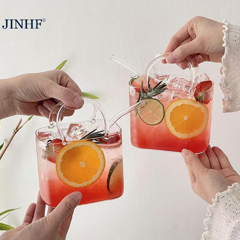JINHF Túi Xách Hình Cốc Thủy Tinh Cho Người Yêu Cotail Di Động Trái Cây Rượu Ly Cho Tiệc Ăn Ngoài Trời HOT