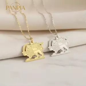 PNPIA- Đế quốc Ba Tư Lion Sun Flag Nelace Lịch sử Iran Mặt dây chuyền Trang sức cho các lễ hội văn hóa và thời trang hàng ngày