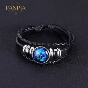 PNPIA- Unisex Cung Hoàng Đạo Vòng Tay Da Handmade 12 Chòm Sao Trang Sức Ý Tưởng Quà Tặng Độc Đáo Cho Bạn Bè Gia Đình Ngày Lễ Đảng Thời Trang