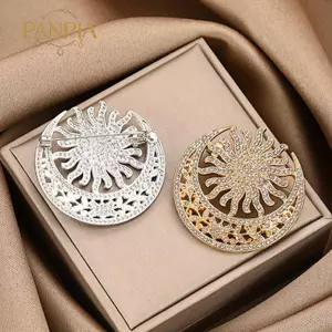 PNPIA- Thổ Cẩm Hoa Mặt Trời Mặt Trăng Cho Nữ Kim Cương Giả Thời Trang Pin Áo Phụ Kiện Dịp Và Quà Tặng