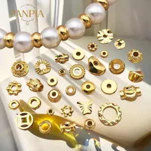 PNPIA- 10-100 Chiếc Thép Không Gỉ Vàng Miếng Đệm Hạt Cho Vòng Tay Trang Sức Làm DIY Tròn Phẳng Rời Hạt Handmade Đồ Trang Sức Thủ Công