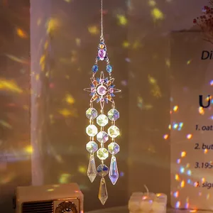 Dream Catcher Sunshine Catcher Mặt dây chuyền đầy màu sắc Bông tuyết pha lê Bóng ánh sáng cầu vồng Đồ trang trí cửa sổ Giáng sinh Chuông gió 30306