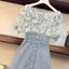Size Lớn Fat Sister Mùa Hè Phong Cách Mới Phù Hợp Với Nữ Phong Cách Phương Tây Áo Sơ Mi Mỏng Hơn Giảm Tuổi Dây Đeo Denim Bộ Đồ Hai Mảnh